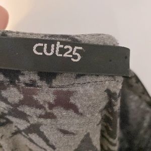 Cut25 black/grey geometric long-sleeve burnout crop blouse